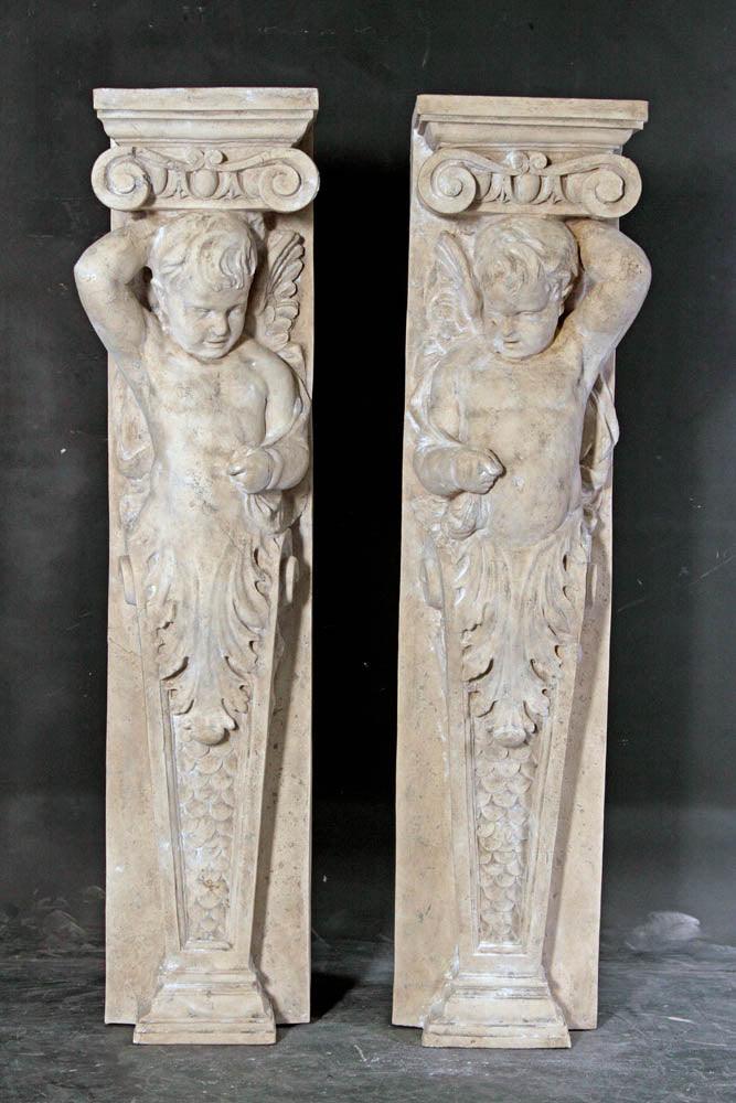 Stone Cherub Column Set of 2