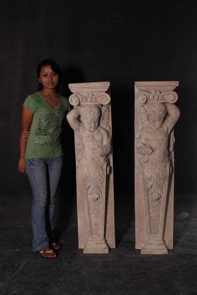 Stone Cherub Column Set of 2