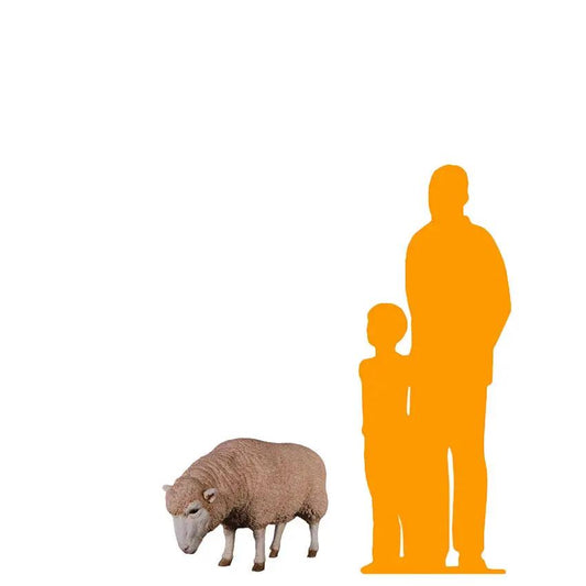 Merino Ewe Head Down Statue A0260-020409-H