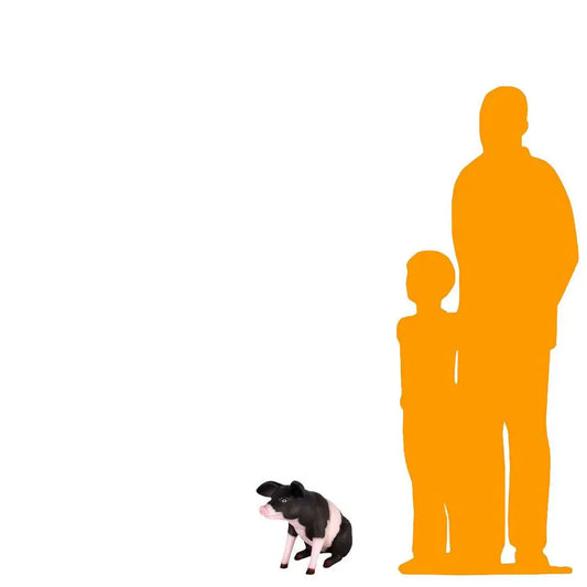 Baby Sitting Black And Pink Pig Statue A0151-020601-H