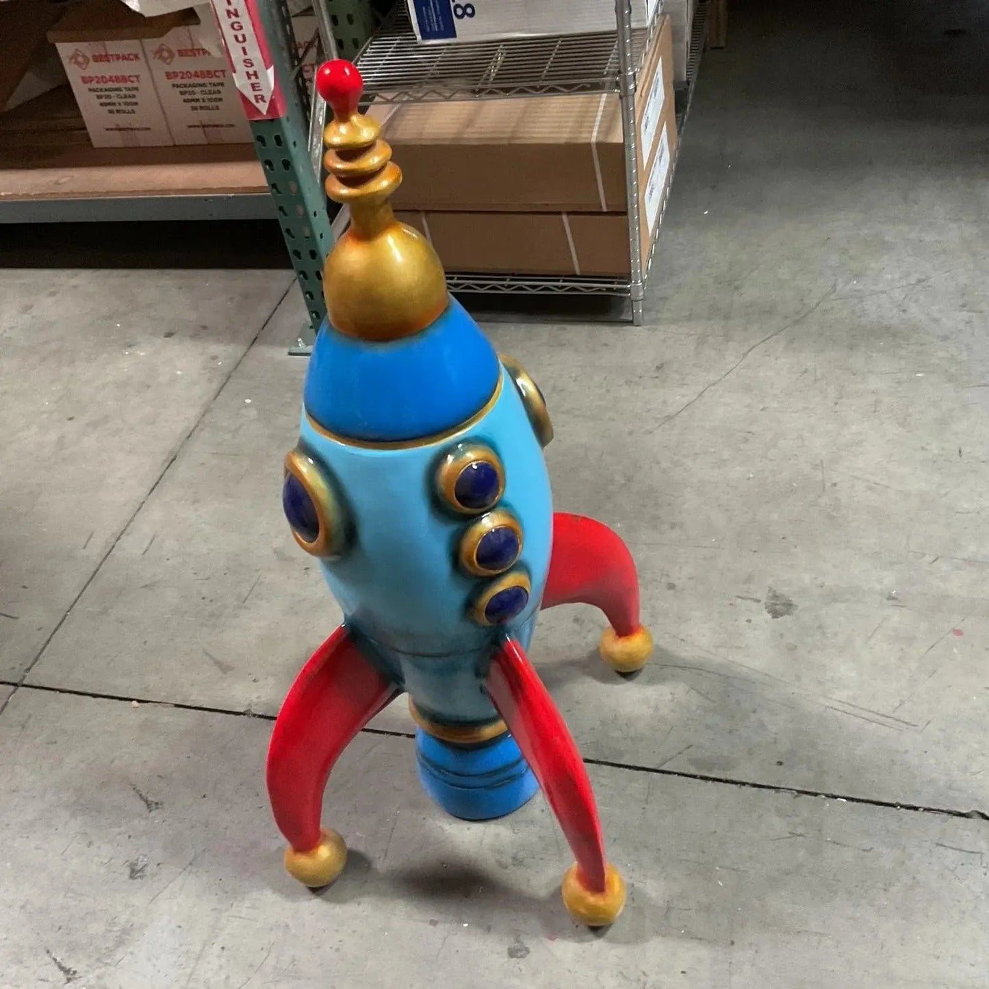 Blue Toy Rocket Over Sized Statue M0229B-0213-T