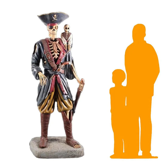 Pirate Skeleton With Monkey Statue LS039-030719-H
