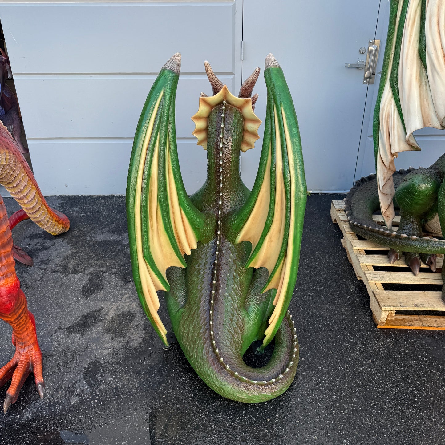 Small Green Sitting Dragon Statue