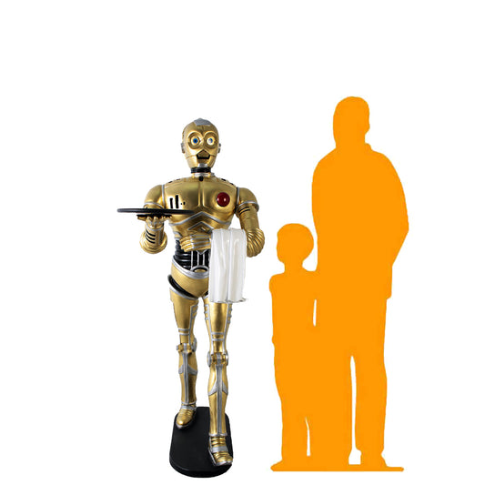 Gold Android Robot Butler Statue