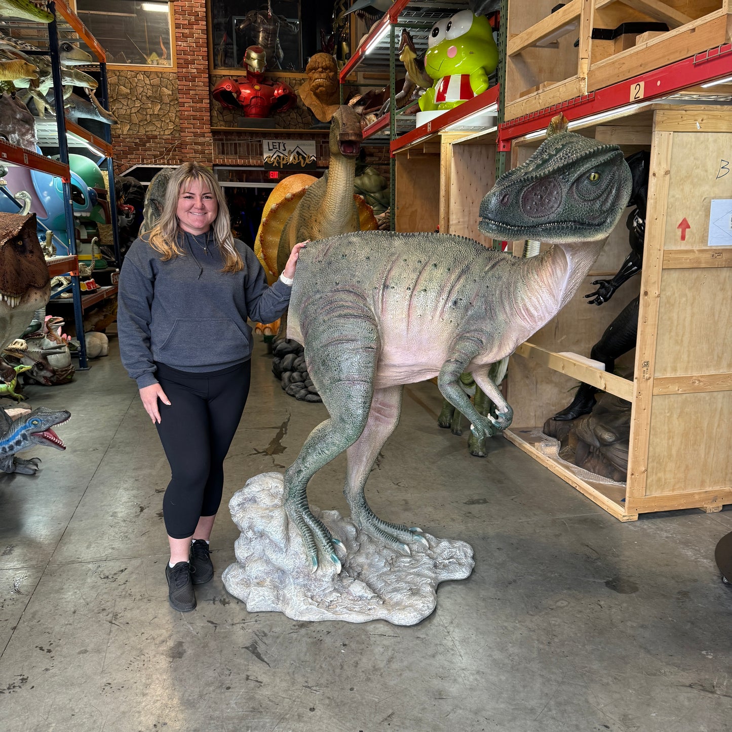 Turned Allosaurus Dinosaur Life Size Statue