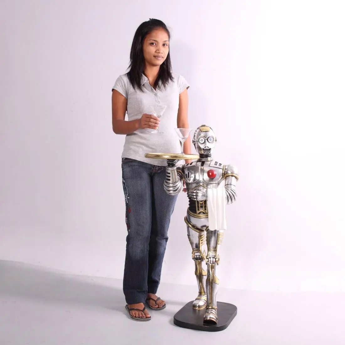 Small Android Robot Butler Statue R0236-080036-H
