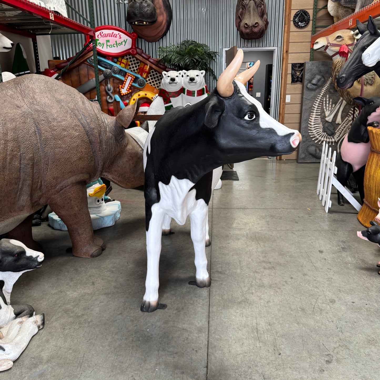 Holstein Cow Standing Life Size Statue