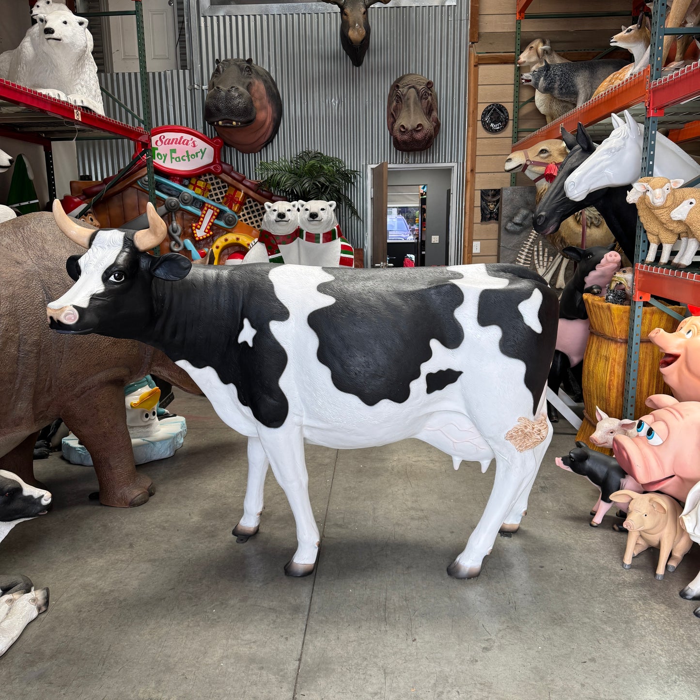 Holstein Cow Standing Life Size Statue