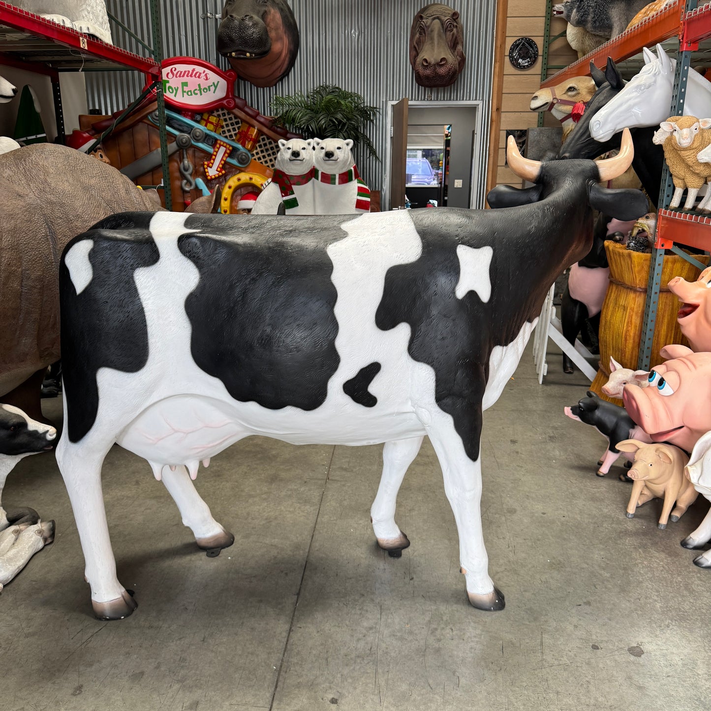 Holstein Cow Standing Life Size Statue