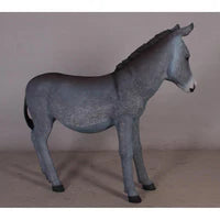 Gray Donkey With Basket Statue
