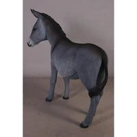 Gray Donkey With Basket Statue