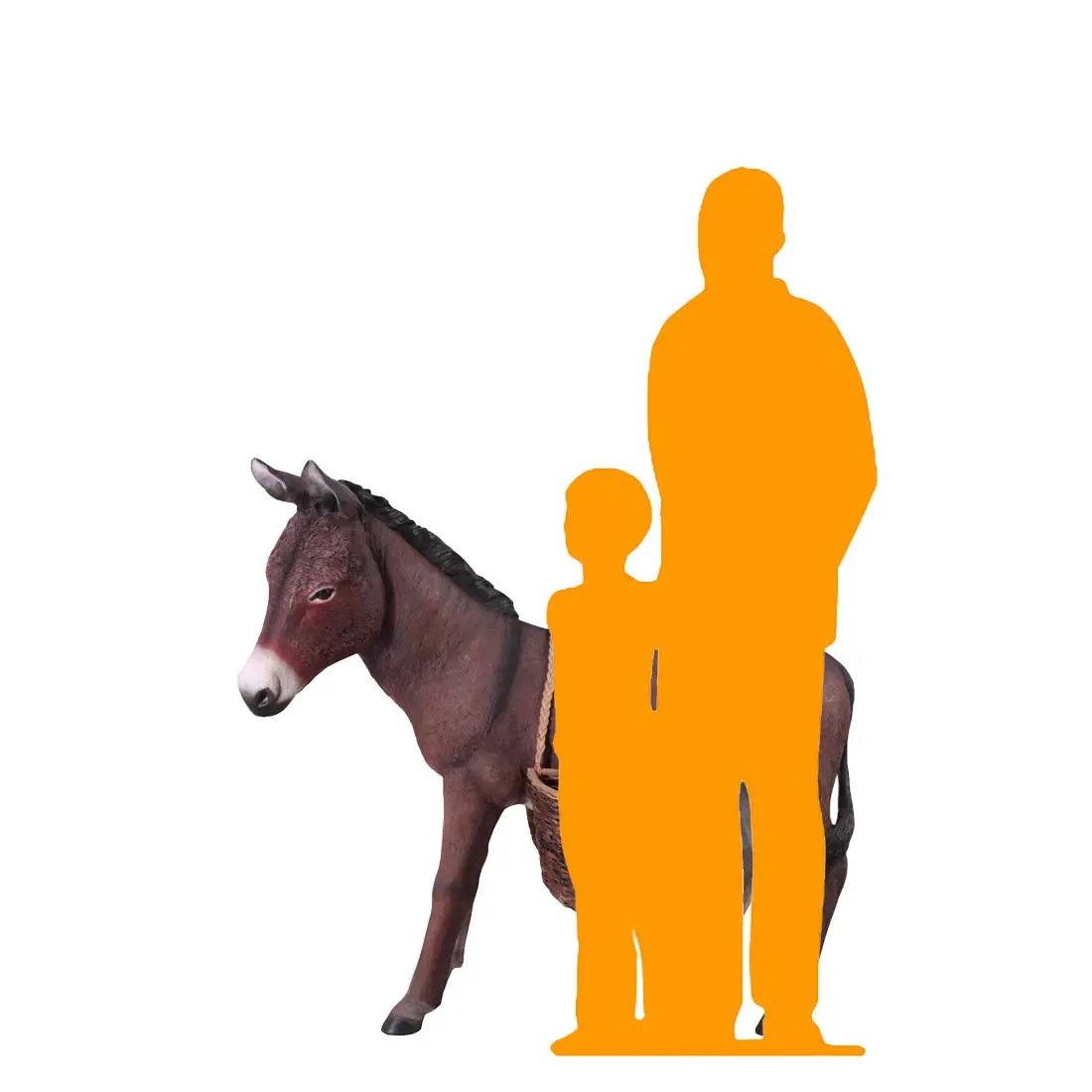 Brown Donkey With Basket Statue A0185-080044B-H