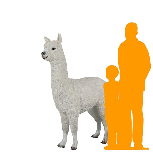 White Alpaca Life Size Statue Prop