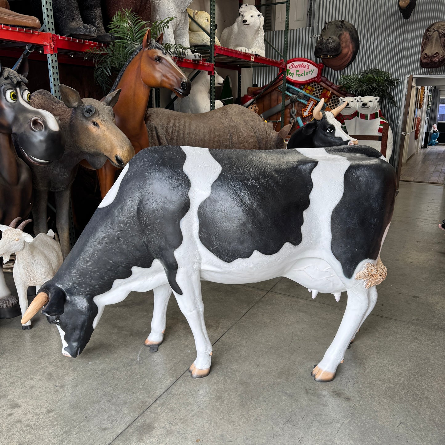 Holstein Cow Grazing Life Size Statue