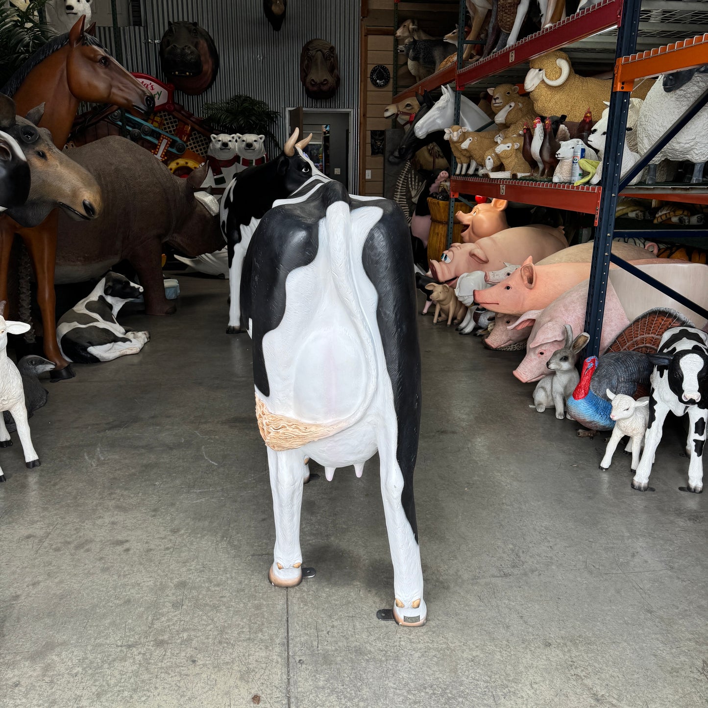 Holstein Cow Grazing Life Size Statue