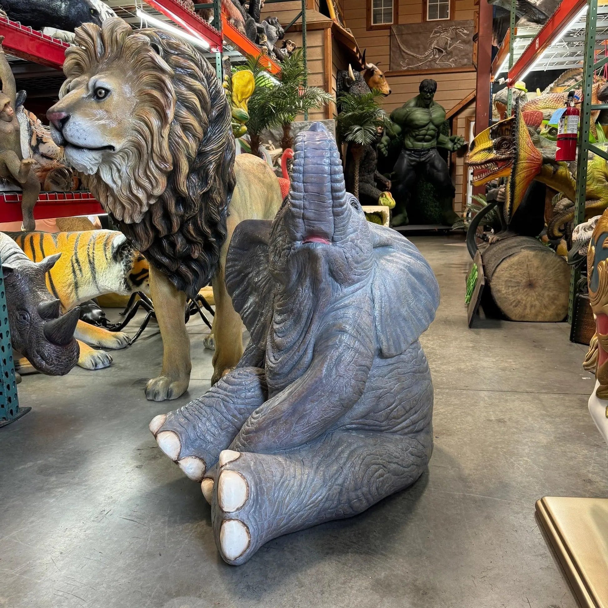 Sitting Baby Elephant Statue A0210-080158-H