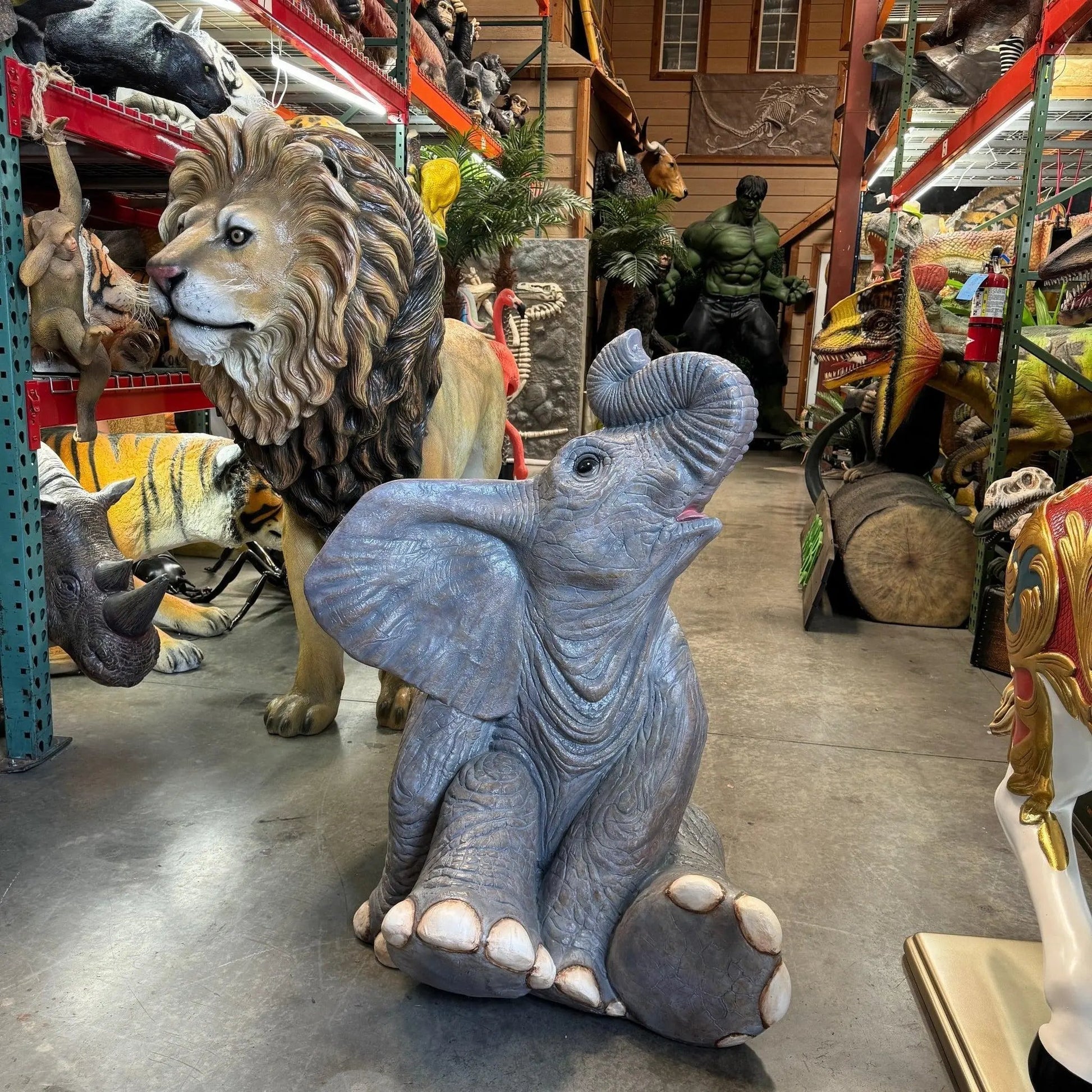 Sitting Baby Elephant Statue A0210-080158-H