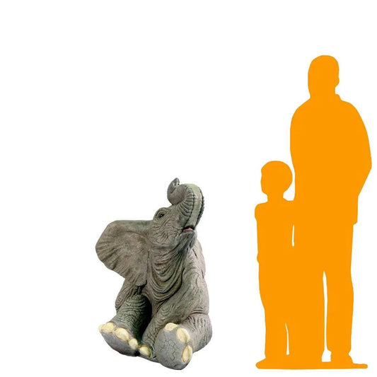 Sitting Baby Elephant Statue A0210-080158-H