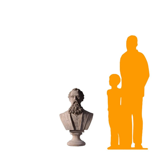 Charles Dickens Stone Bust Statue M0133-090054-H