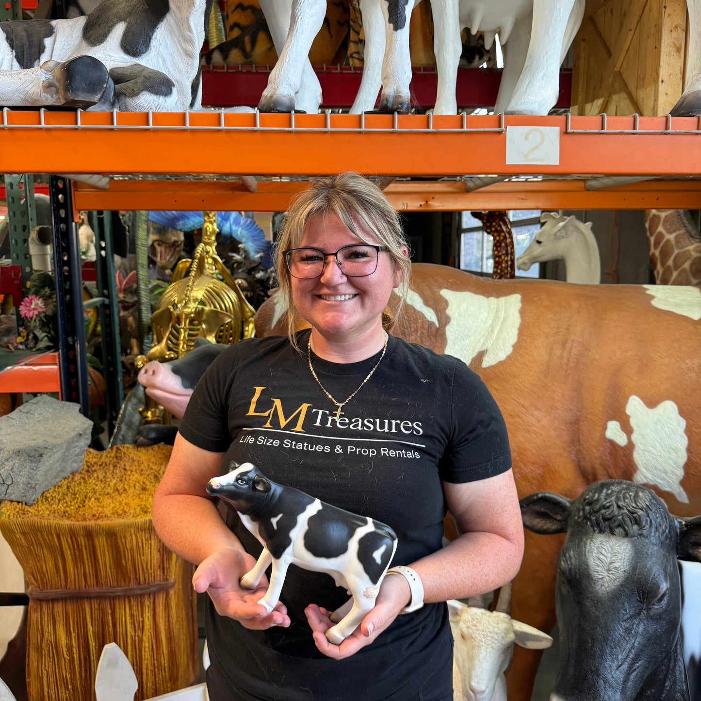 Baby Holstein Cow Table Top Statue