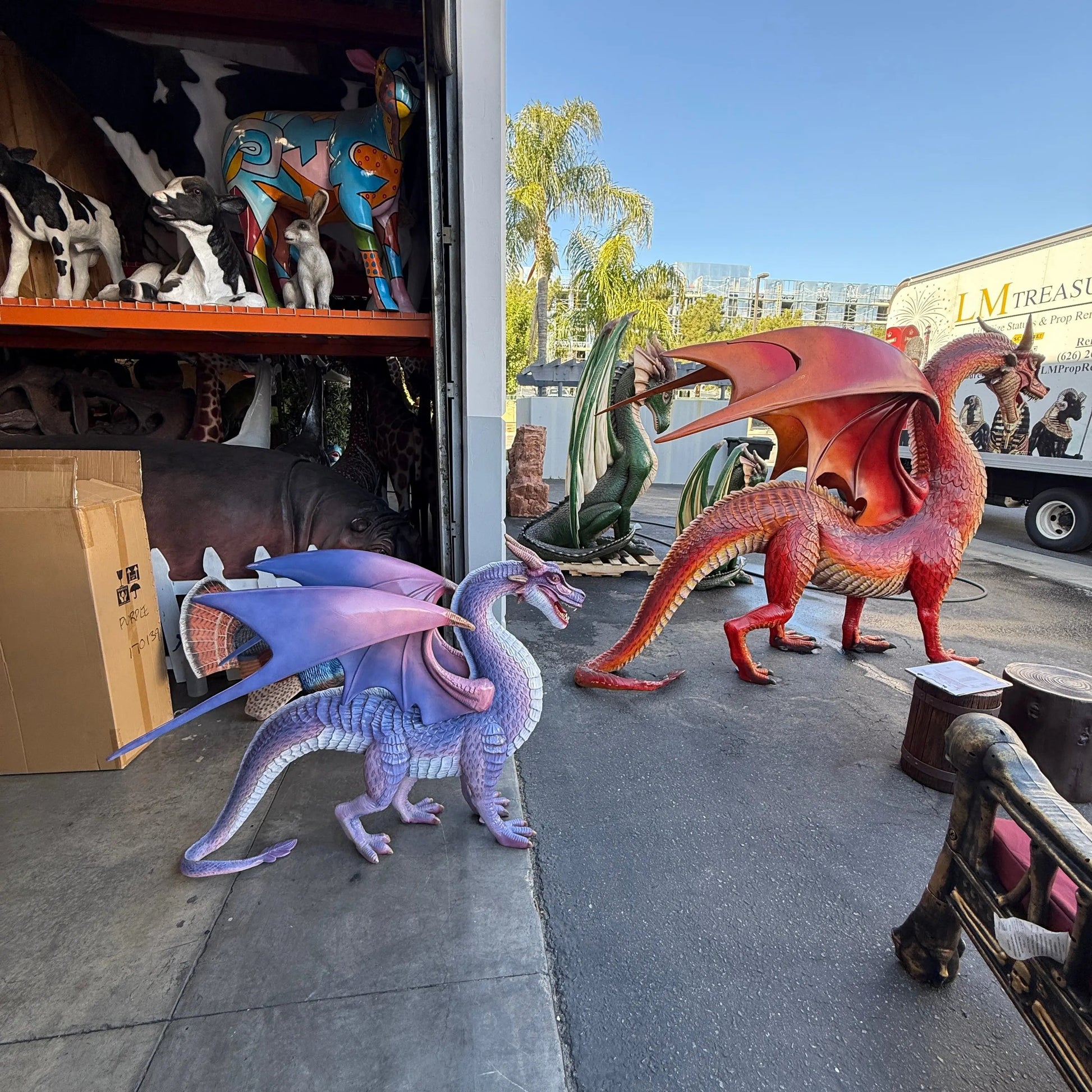 Small Purple Dragon Standing Statue A0356SP-170139-H