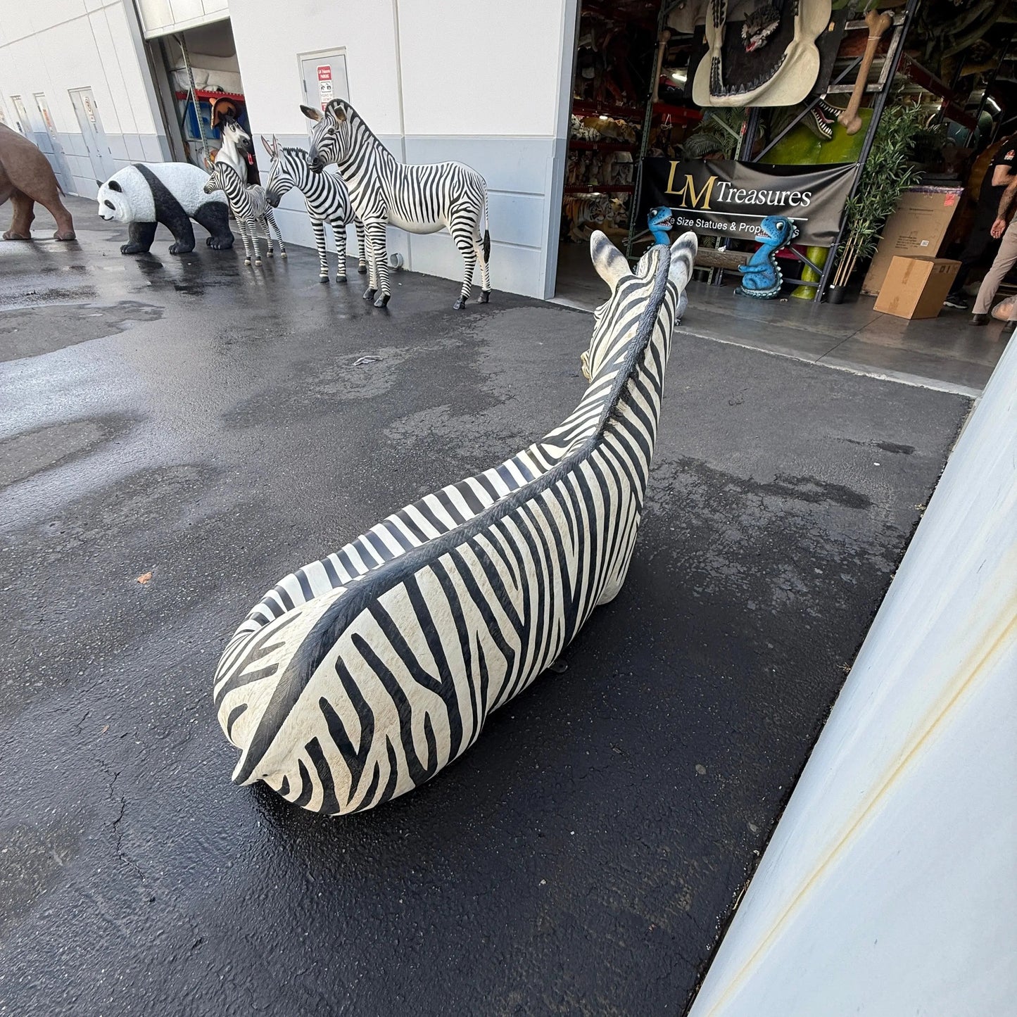 Zebra Bench Life Size Statue A0302-120058-H