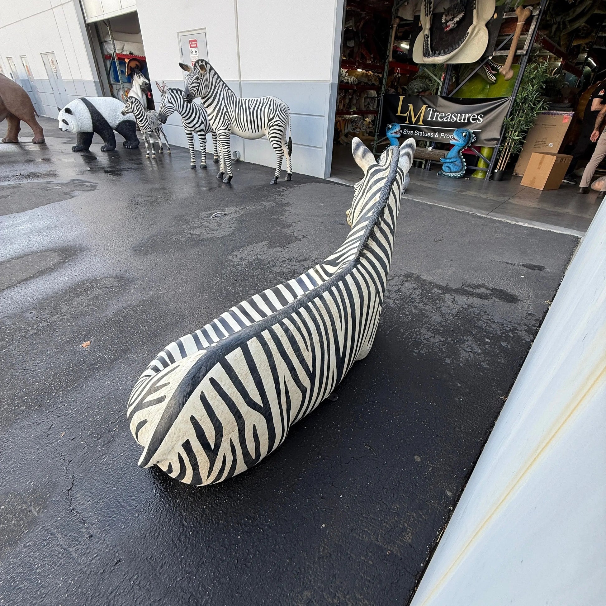 Zebra Bench Life Size Statue A0302-120058-H