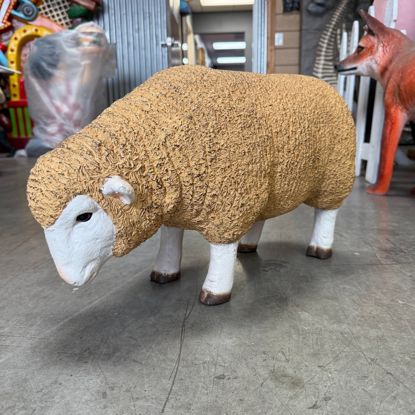 Baby Merino Ewe Head Down Statue