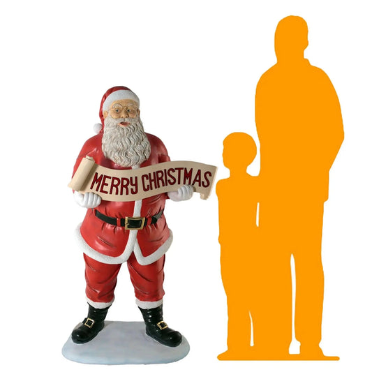 Small Santa Claus Holding Banner Statue S0049-100008-H