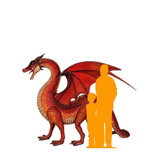 Large Red Dragon Standing Statue A0356R-100043-H