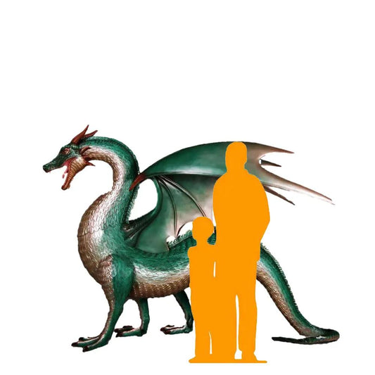 Large Green Dragon Standing Statue A0356G-100043-H