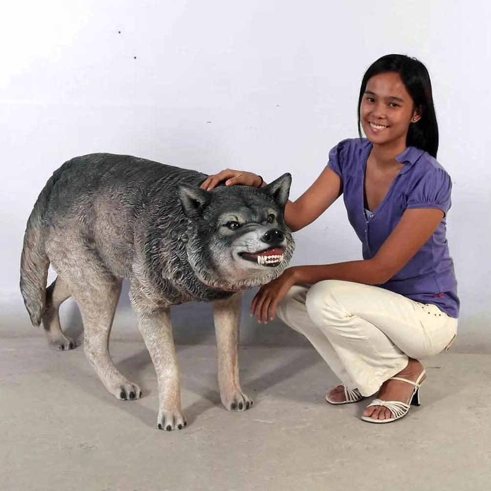 Growling Wolf Life Size Statue A0180-100096-H