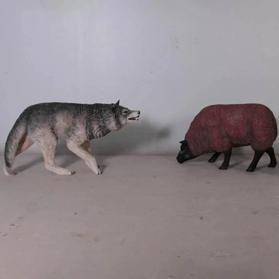 Growling Wolf Life Size Statue A0180-100096-H