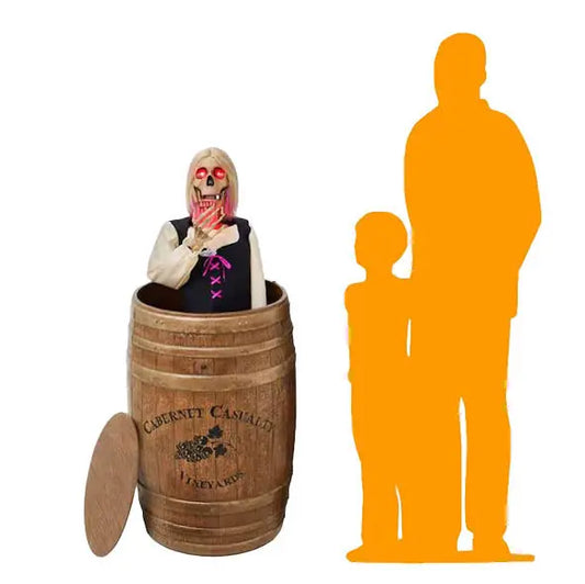 Animated Skeleton in Wine Barrel Statue LP-1015060149-P
