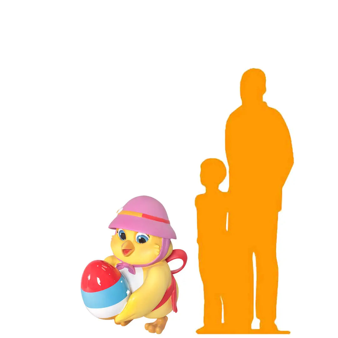 Comic Easter Chick With Egg Statue A0844-1036-T