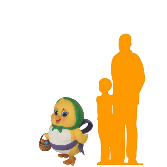 Comic Easter Chick With Basket Statue A0845-1037-T
