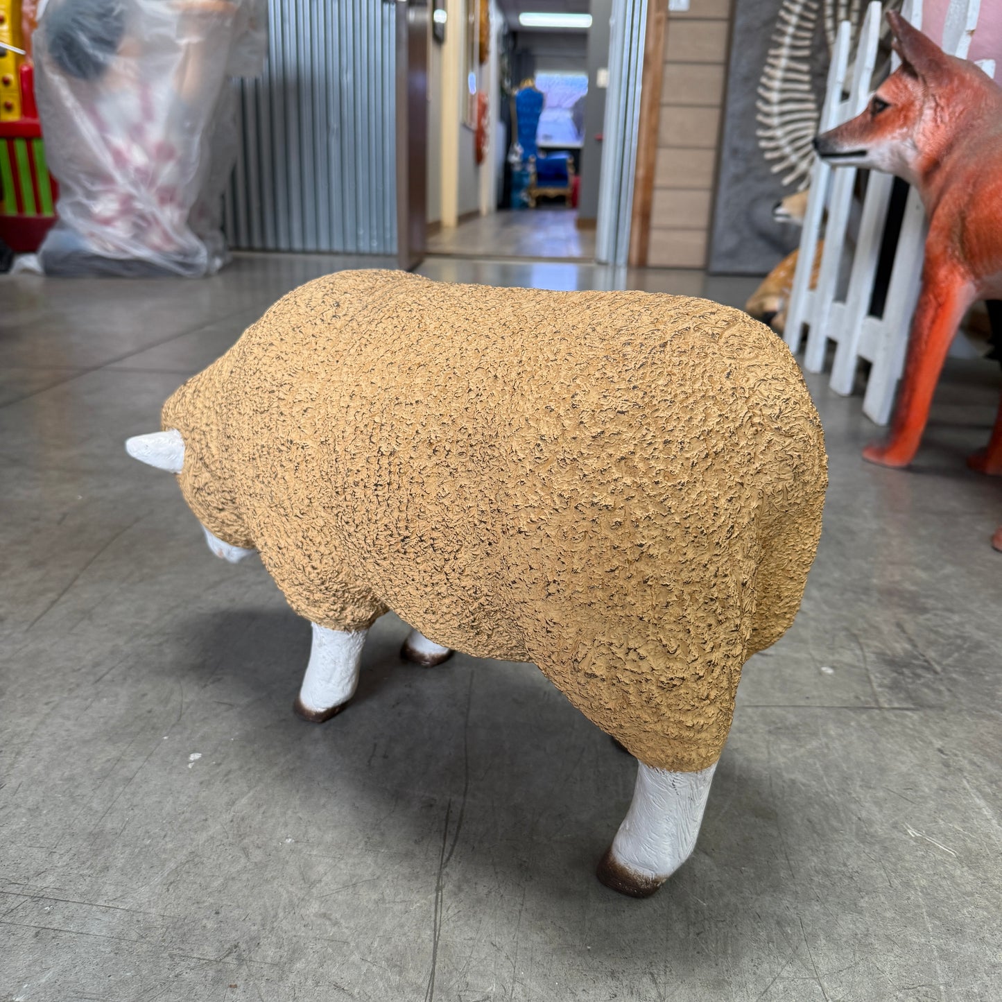 Baby Merino Ewe Head Down Statue