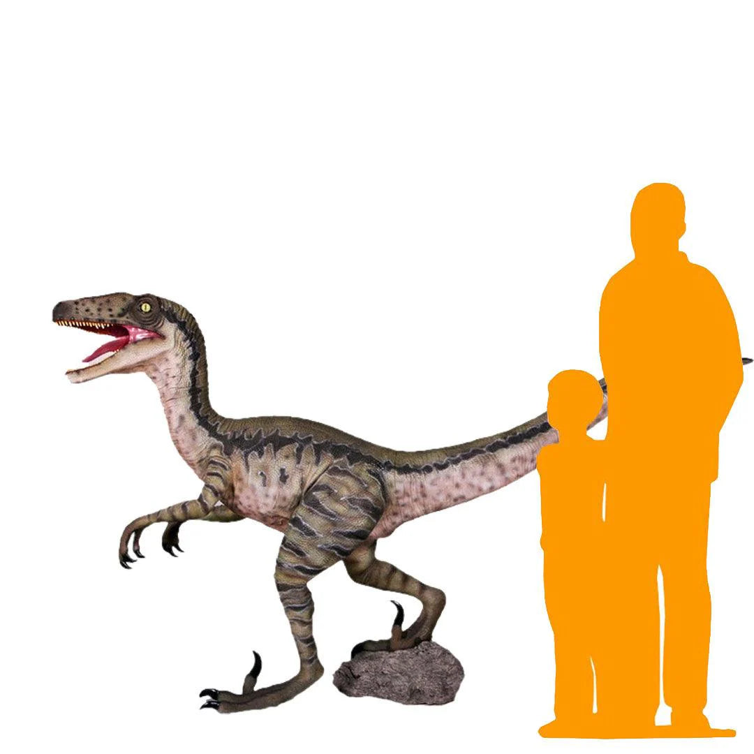 Green Velociraptor Dinosaur Statue