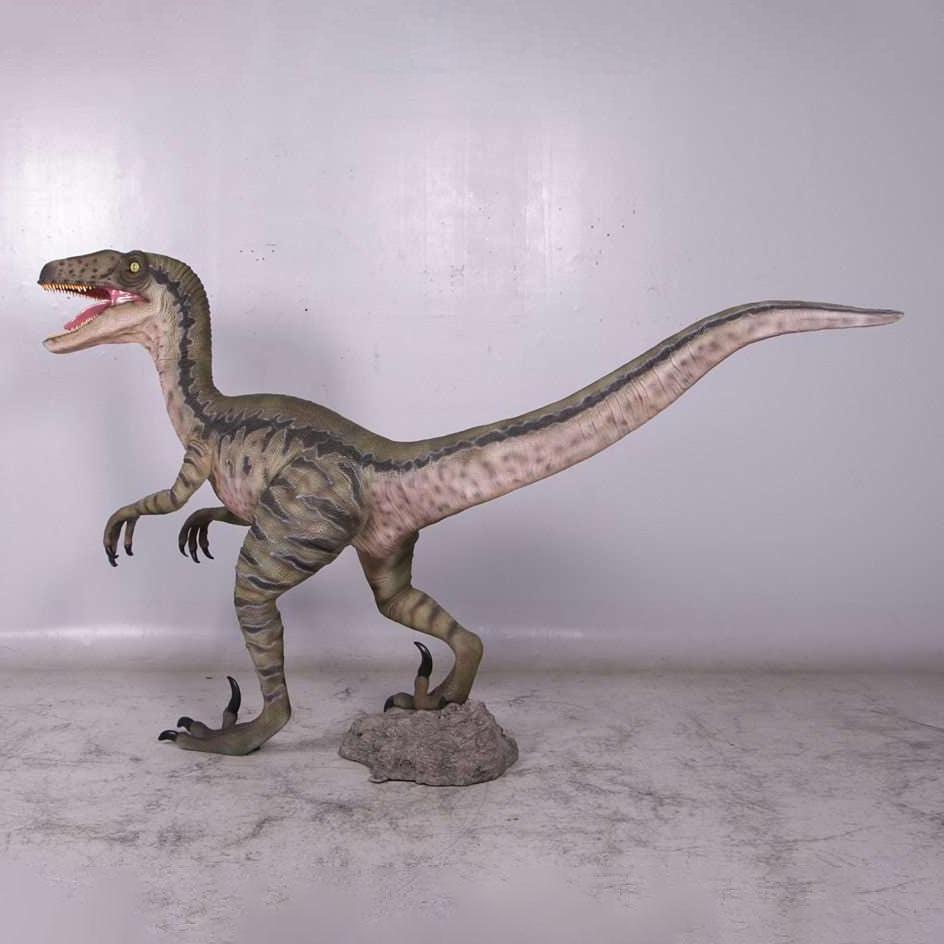 Green Velociraptor Dinosaur Statue