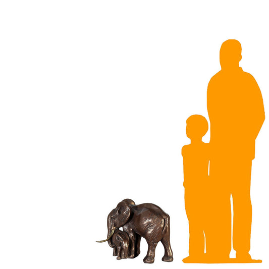 Small Elephant With Baby Table Top Statue A0063-110032-H