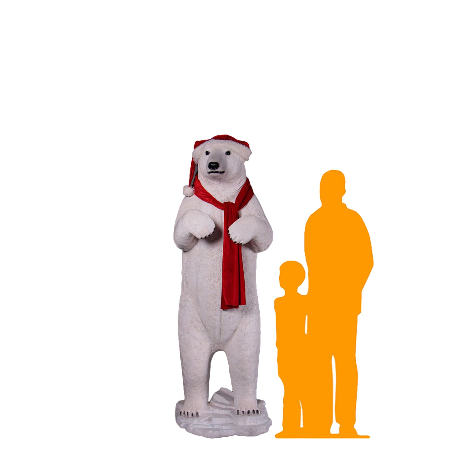 Standing Polar Bear Statue On Base