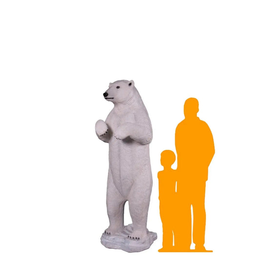 Standing Polar Bear Statue On Base A0281-110036-H