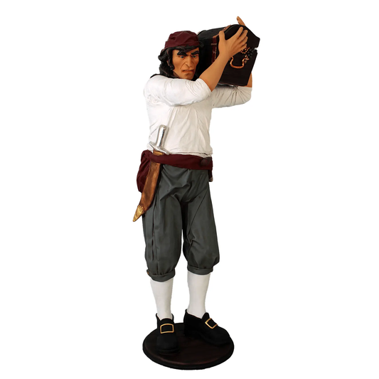 Pirate Holding Treasure Life Size Statue - LM Treasures Prop Rentals