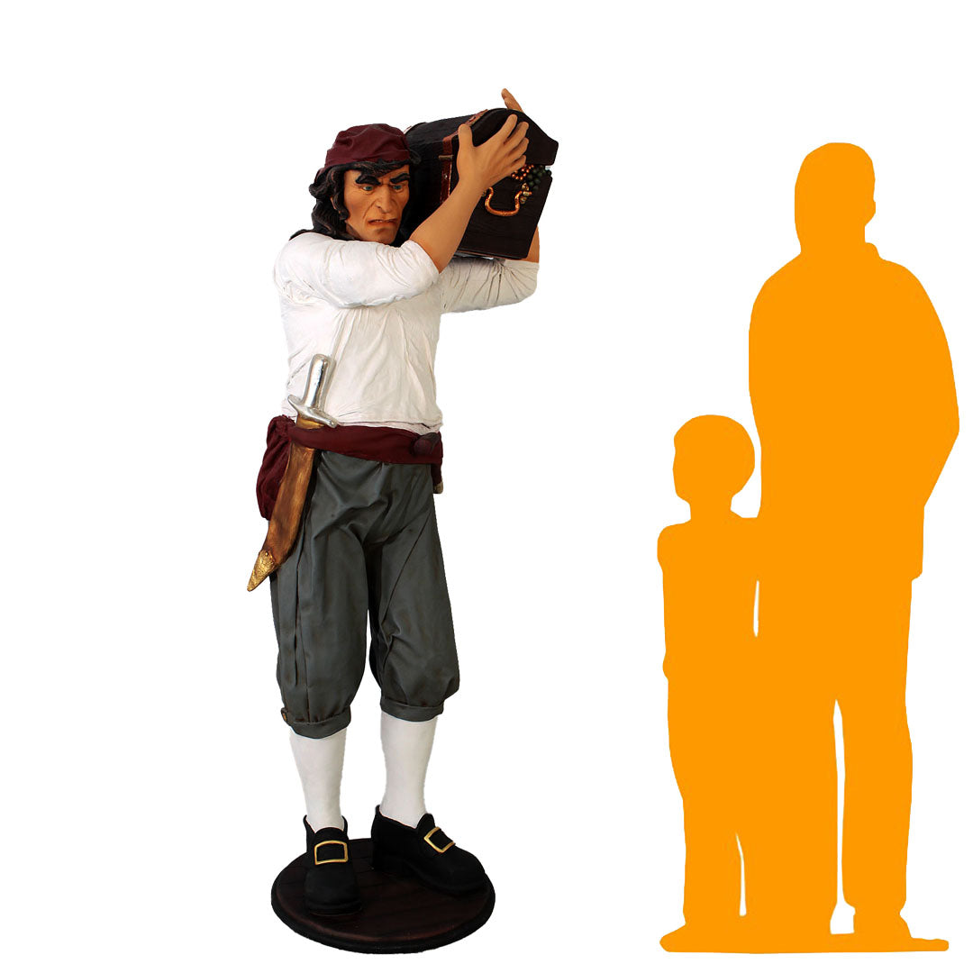 Pirate Holding Treasure Life Size Statue