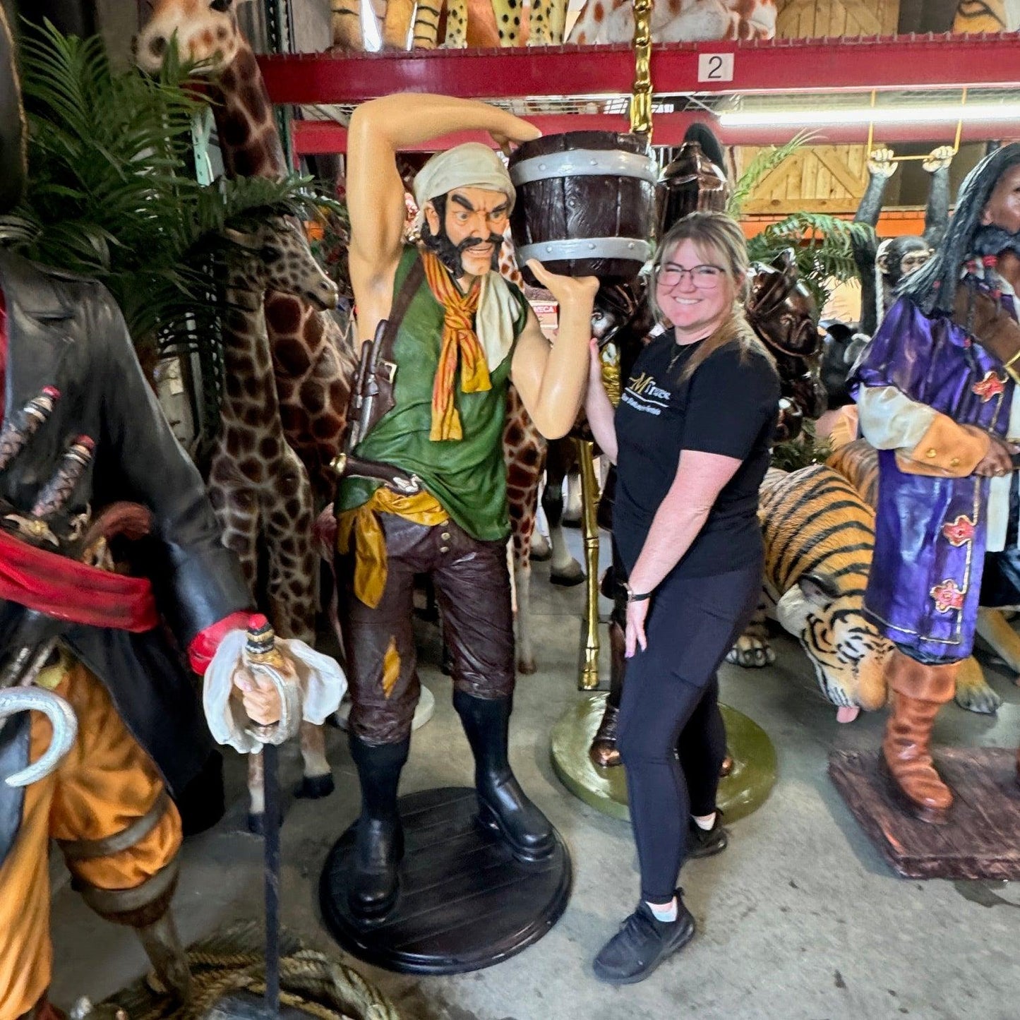 Pirate Holding Bucket Life Size Statue