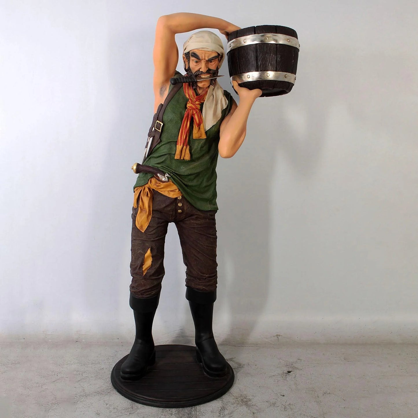 Pirate Holding Bucket Life Size Statue