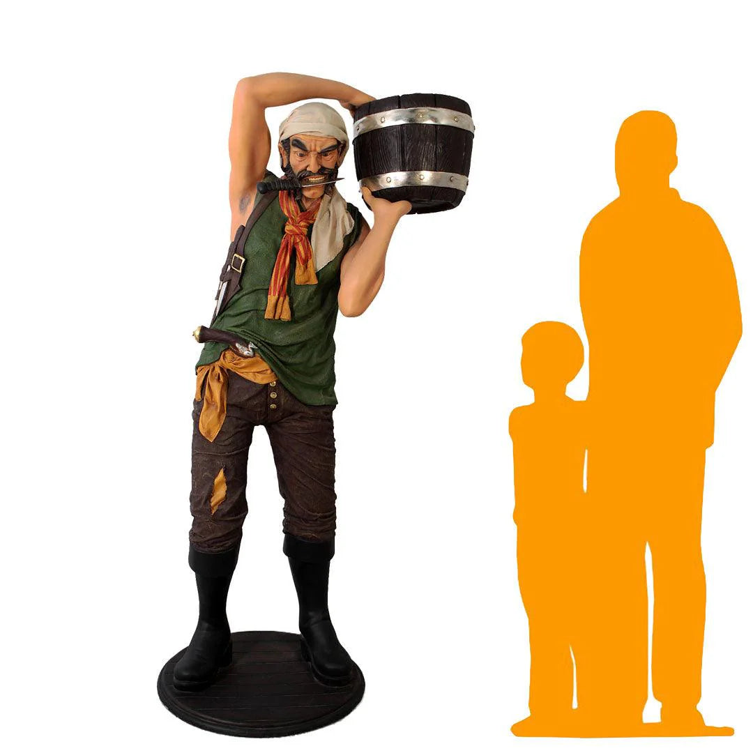 Pirate Holding Bucket Life Size Statue