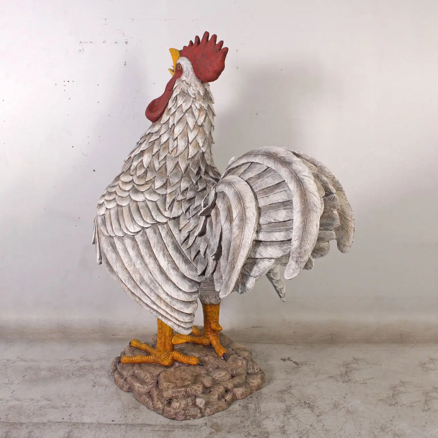 Large White Rooster Statue A0463DT-110114-H