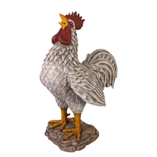 Large White Rooster Statue