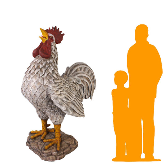 Large White Rooster Statue